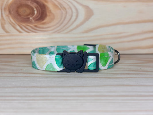Collier pour chat fait main TROPICA motif tropical feuillage