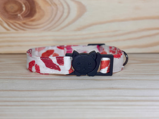 Collier pour chat fait main KISOU imprimé bisous